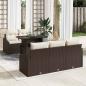 Preview: ARDEBO.de - 6-teiliges Garten-Sofaset mit Kissen Braun Poly-Rattan