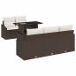 Preview: Garten-Sofa-Set mit Kissen 6 pcs Braun und Creme Poly-Rattan