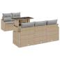 Preview: 6-teiliges Garten Sofa Set mit Kissen Beige Poly Rattan