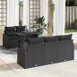 Preview: ARDEBO.de - 6-teiliges Garten Sofa Set mit Kissen Schwarz Poly Rattan