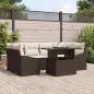 Preview: ARDEBO.de - Garten-Sofa-Set mit Kissen 7 pcs Braun und Creme Poly-Rattan