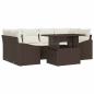 Preview: Garten-Sofa-Set mit Kissen 7 pcs Braun und Creme Poly-Rattan