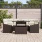 Preview: Garten-Sofa-Set mit Kissen 7 pcs Braun und Creme Poly-Rattan