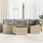 Preview: 7-teiliges Garten Sofa Set mit Kissen Beige Poly Rattan