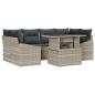 Preview: 7-teiliges Garten Sofa Set mit Kissen Hellgrau Poly Rattan