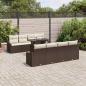Preview: ARDEBO.de - 9-teiliges Garten Sofa Set mit Kissen Braun Poly Rattan