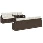 Preview: 9-teiliges Garten Sofa Set mit Kissen Braun Poly Rattan