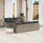 Preview: 9-teiliges Garten Sofa Set mit Kissen Grau Poly Rattan