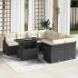 Preview: ARDEBO.de - 9-teiliges Garten-Sofa-Set mit Kissen Schwarz Poly-Rattan