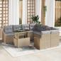 Preview: ARDEBO.de - 9-teiliges Garten Sofa Set mit Kissen Beige Poly Rattan