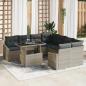 Preview: ARDEBO.de - 9-teiliges Garten-Sofa-Set mit Kissen in Hellgrau aus Poly-Rattan