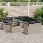 Preview: 9-teiliges Garten-Sofa-Set mit Kissen in Hellgrau aus Poly-Rattan