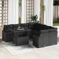 Preview: ARDEBO.de - 9-teiliges Garten-Sofa-Set mit Kissen Schwarz Poly-Rattan