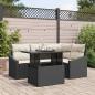 Preview: ARDEBO.de - 5-teiliges Garten Sofa Set mit Kissen Schwarz Poly Rattan