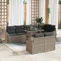 Preview: ARDEBO.de - 9-teiliges Garten Sofa Set mit Kissen Grau Poly Rattan