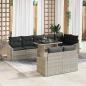 Preview: ARDEBO.de - 9-teiliges Garten-Sofaset mit Kissen Helles Grau Poly-Rattan