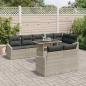 Preview: Gartensofa-set mit Kissen 9 pcs Hellgrau Poly-Rattan