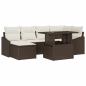 Preview: 7 Teiliges Garten Sofa Set mit Kissen Braun Poly-Rattan