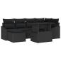 Preview: 7-teiliges Garten Sofa Set mit Kissen Schwarzes Poly Rattan