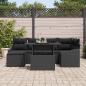 Preview: 7-teiliges Garten Sofa Set mit Kissen Schwarzes Poly Rattan