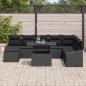 Preview: 9 teiliges Garten Sofa Set mit Kissen Schwarzes Poly Rattan