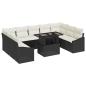 Preview: 10-teiliges Garten Sofa Set mit Kissen Schwarz Poly Rattan