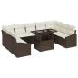 Preview: ARDEBO.de - 10-teiliges Garten Sofa Set mit Kissen Braun Poly Rattan