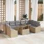 Preview: ARDEBO.de - 10-teiliges Garten Sofa Set mit Kissen Beige Poly Rattan