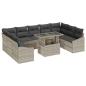 Preview: 10-teiliges Garten Sofa Set mit Kissen in Hellgrau Poly-Rattan