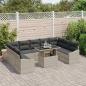 Preview: 10-teiliges Garten Sofa Set mit Kissen in Hellgrau Poly-Rattan
