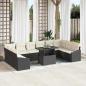 Preview: ARDEBO.de - 11-teiliges Garten Sofa Set mit Kissen Schwarz Poly-Rattan