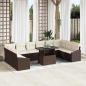 Preview: ARDEBO.de - 11-teiliges Garten Sofa Set mit Kissen Braunes Poly Rattan
