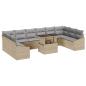 Preview: 11-teiliges Garten-Sofa-Set mit Kissen Beige Poly Rattan