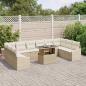 Preview: 11-teiliges Garten-Sofa-Set mit Kissen Beiges Poly-Rattan