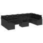 Preview: 11-teiliges Garten-Sofa-Set mit Kissen in Schwarz aus Poly-Rattan