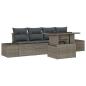 Preview: 5-teiliges Garten-Sofa-Set mit Kissen Grau Poly Rattan