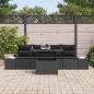 Preview: 5-teiliges Garten-Sofa-Set mit Kissen Schwarz Poly Rattan