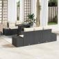 Preview: ARDEBO.de - 6-teiliges Garten-Sofa-Set mit Kissen in Schwarz Poly-Rattan