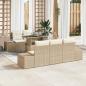 Preview: ARDEBO.de - 6-teiliges Garten Sofa Set mit Kissen Beiges Poly Rattan