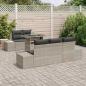 Preview: 6-teiliges Garten-Sofa-Set mit Kissen in Hellgrau aus Poly-Rattan