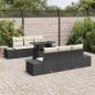 Preview: 7-teiliges Garten Sofa Set mit Kissen Schwarz Poly Rattan