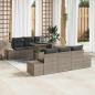 Preview: ARDEBO.de - 7-teiliges Garten-Sofa-Set mit Kissen Grau Poly-Rattan