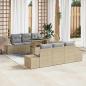 Preview: ARDEBO.de - 7-teiliges Garten Sofa Set mit Kissen Beige Poly-Rattan