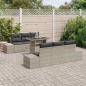Preview: 7-teiliges Garten-Sofa-Set mit Kissen in Hellgrauem Poly-Rattan