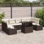 Preview: ARDEBO.de - 8 teilige Garten Sofa Set mit Kissen Braunes Poly Rattan