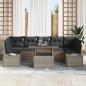 Preview: 8-teiliges Garten Sofa Set mit Kissen Grau Poly Rattan