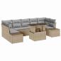 Preview: Sofa Set mit Kissen 8 pcs Beige und Hellgrau Poly-Rattan
