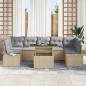 Preview: Sofa Set mit Kissen 8 pcs Beige und Hellgrau Poly-Rattan