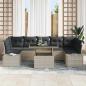 Preview: 8-teiliges Garten Sofa Set mit Kissen Hellgrau Poly-Rattan