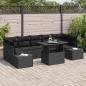 Preview: ARDEBO.de - 8-teiliges Garten-Sofa-Set mit Kissen Schwarz Poly-Rattan